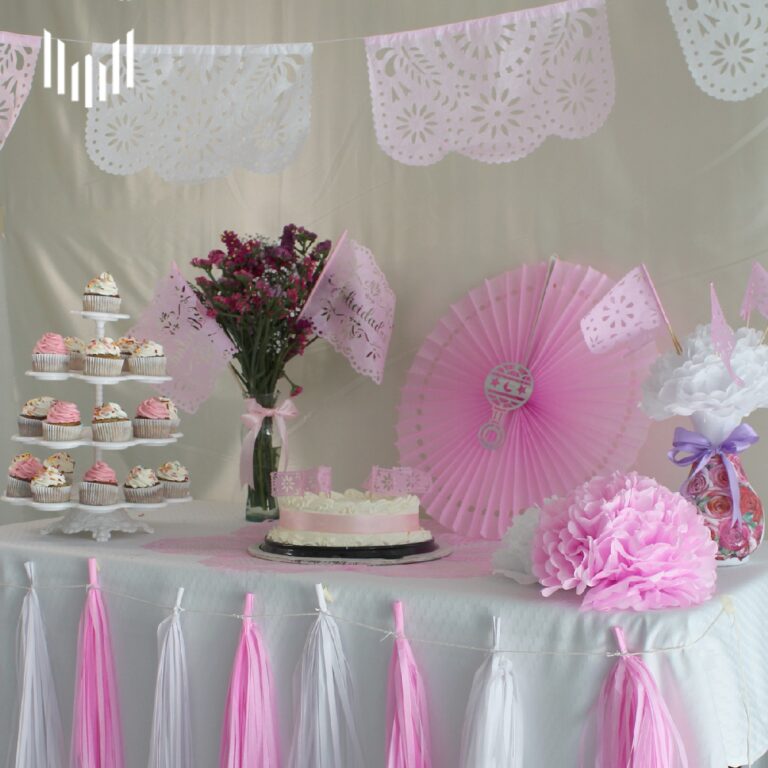 decoración rosa papel picado magicel