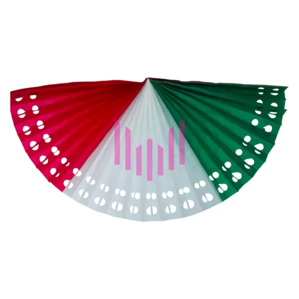 Abanico grande papel tricolor Paq. 10 Pzs