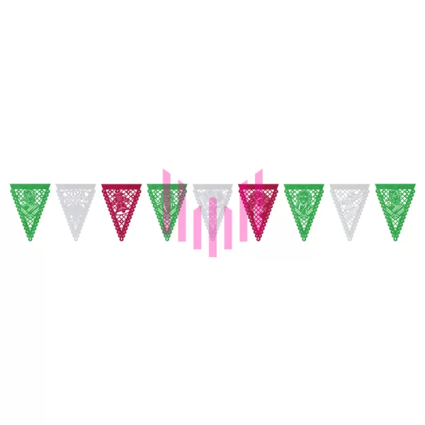 Banderín papel fiestas patrias tricolor Paq. 10 Pzs
