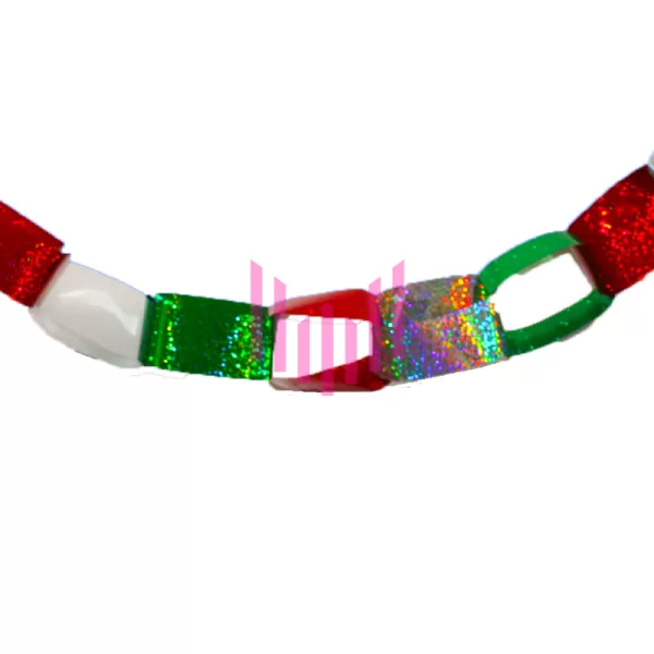 Cadena metálica holográfica tricolor Paq. 10 Pzs