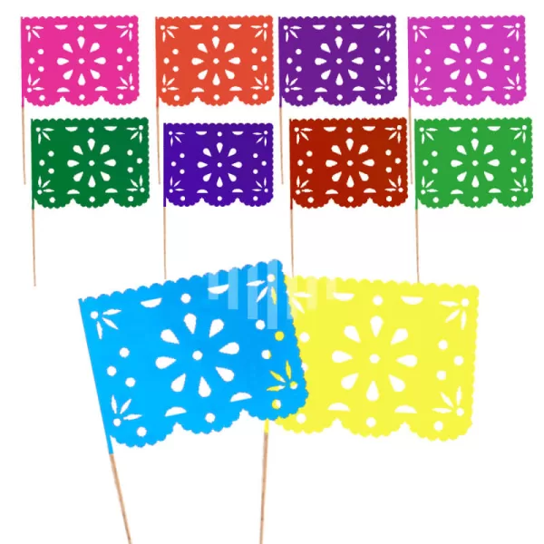 Paquete Banderita Coctelera Flor Multicolor 10 Pza Paq. 10 Pzs