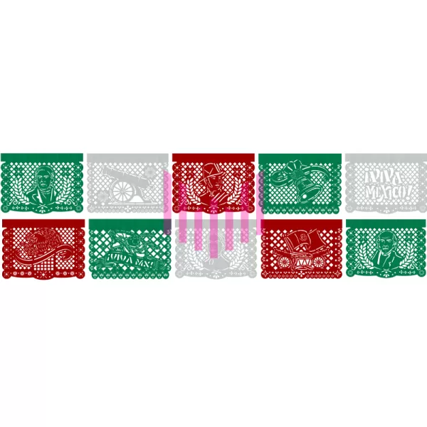 Enramada papel 1/8 fiestas patrias tricolor Paq. 10 Pzs