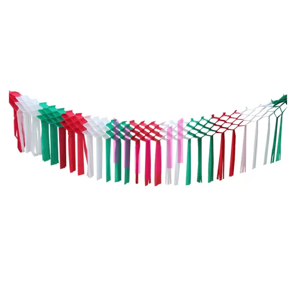 Festón decorativo papel tricolor Paq. 10 Pzs