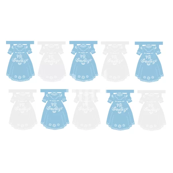 Enramada Papel 1/4 Ropon Azul/Blanco Mi Bautizo Paq. 10 Pzs