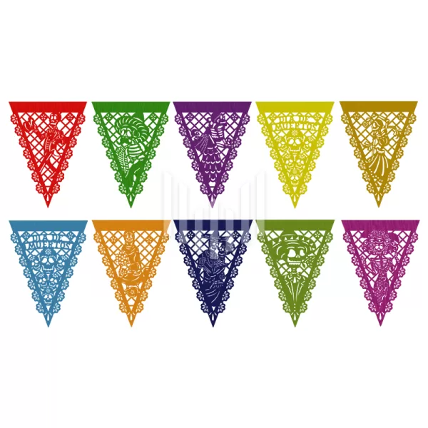 Banderín De Papel 1/3 Día De Muertos Multicolor