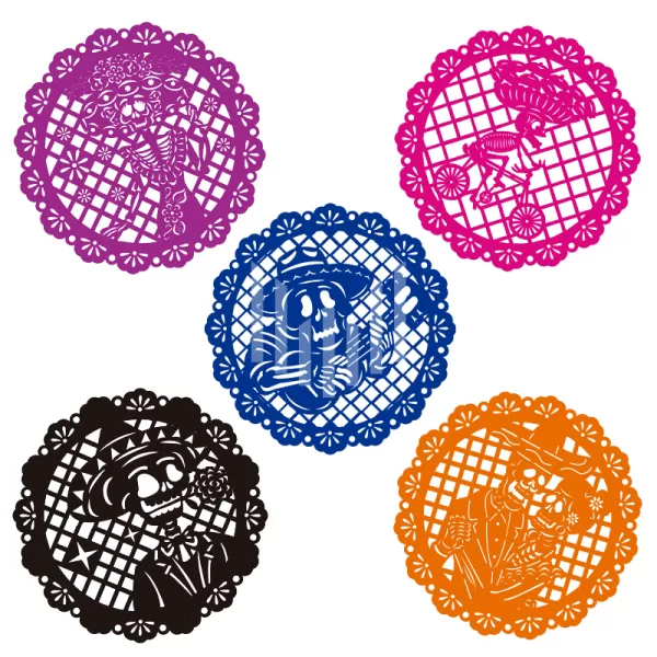Blonda Papel 1/6 Día De Muertos Multicolor Paq 10 Pza